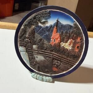 Ks Collection Mountain Village Scenic Standing Plaque Small Resin Decor